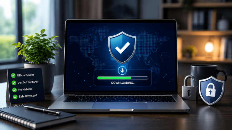 Download software safely with verified source and security checks