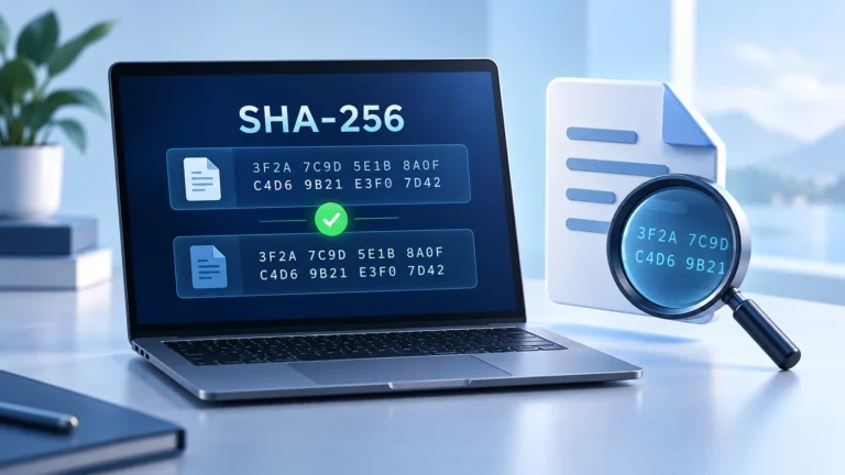 Verify SHA256 checksum on Windows by comparing a downloaded file with its published hash